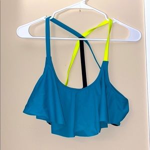 PINK Teal Size Large Flowy Bikini Top